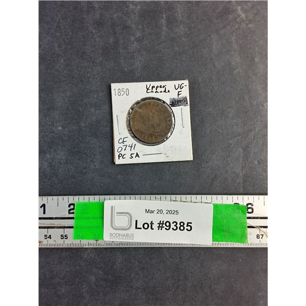 Antique 1850 Upper Canada Half Penny Coin