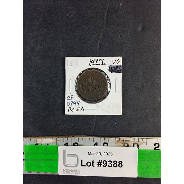 Antique 1850 Upper Canada Half Penny Coin