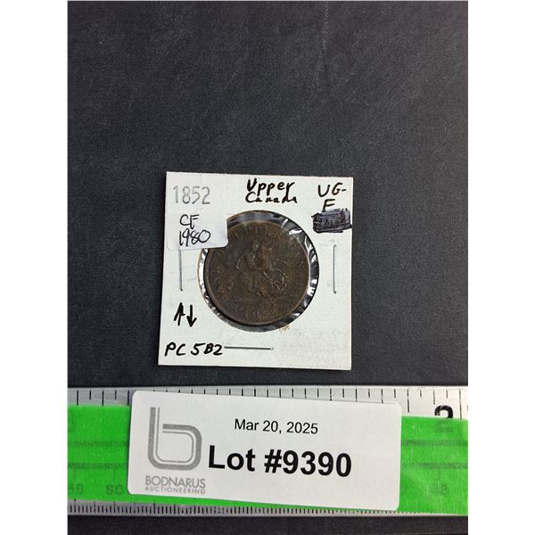 1852 Antique Upper Canada One Half Penny Coin