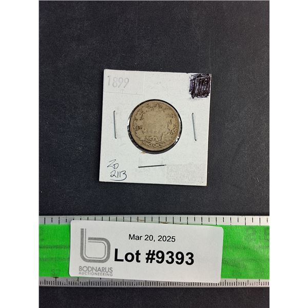 Antique 1899 Canadian 25 Cent Coin