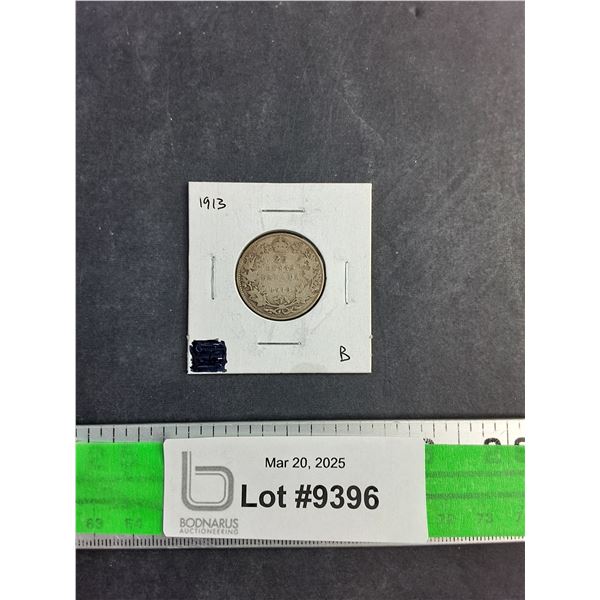Antique 1913 Canadian 25 Cent Coin