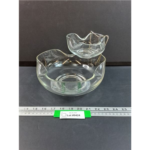 MCM Chip & Dip Clear Glass Bowl Set