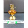 Image 1 : Amber Glass Kerosene Lamp - Missing Top Glass - 6" Tall
