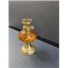Image 2 : Amber Glass Kerosene Lamp - Missing Top Glass - 6" Tall