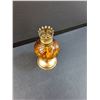 Image 3 : Amber Glass Kerosene Lamp - Missing Top Glass - 6" Tall