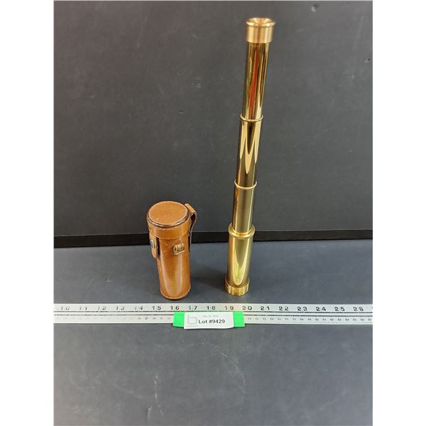 Tasco Brass Telescope w/ Leather Holster Case