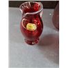 Image 2 : (3) Bohemian Red Glass Set & (1) Red Glass Vase