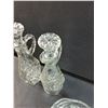 Image 5 : (3) Glass Vinegar Decanters, Glass Sugar & Creamer set