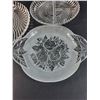 Image 2 : (2) Divided Serving Glass Plates & Rose Etched Serving Plate