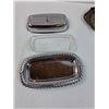 Image 2 : Butter Dish w/Glass Insert , Silver Plated Creamer & Plate Set