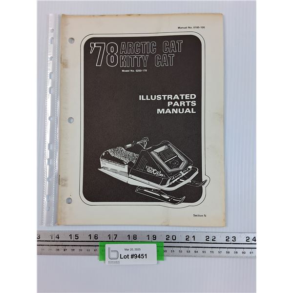 Arctic Cat Kitty Cat 1978 Parts Manual Book