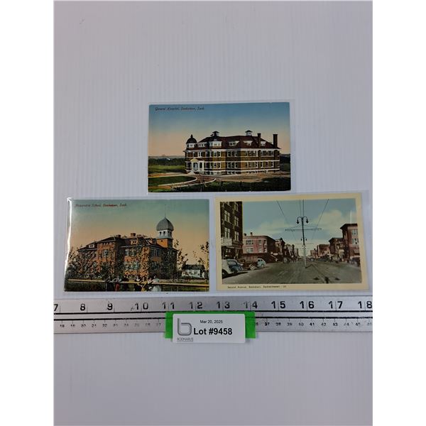 (3) Vintage Saskatoon, Sk Postcards: Alexandra School, General Hospital, Second Ave