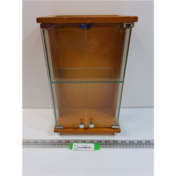 Wood & Glass Display  Cabinet - 14" x 9" x 5"