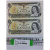 Image 1 : (2) 1973 Crow Bouey Canadian Dollar Bills