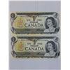 Image 3 : (2) 1973 Crow Bouey Canadian Dollar Bills