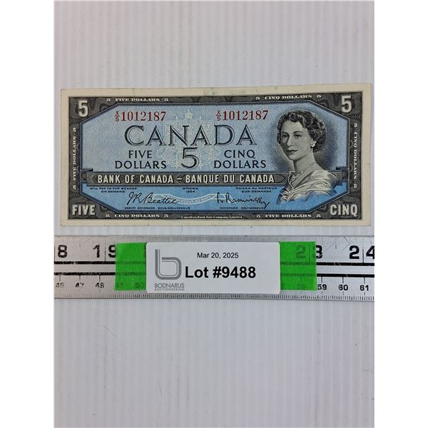 1954 Beattie Rasminsky 5 Dollar Bill