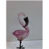 Image 2 : Flamingo Blown Art Glass Figurine on Metal Legs