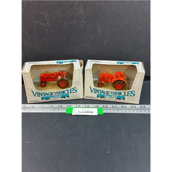 (2) Vintage Vehicles Tractor Die Cast - Case & Farm-All - 1:64 Model Scale