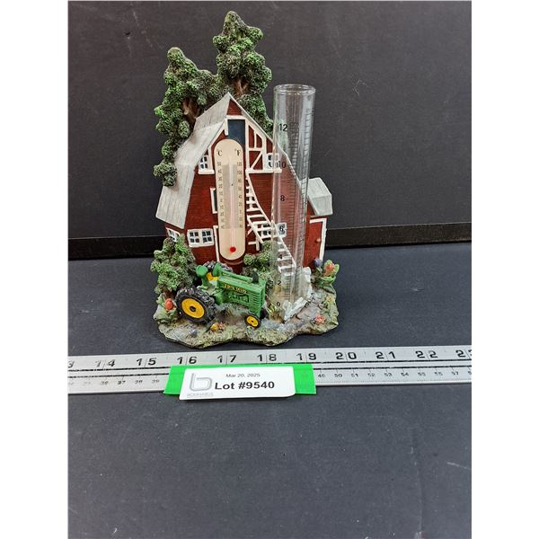 John Deere Farm Temperature Gauge & Rain Gauge Decor - 7" x 5" x 3"
