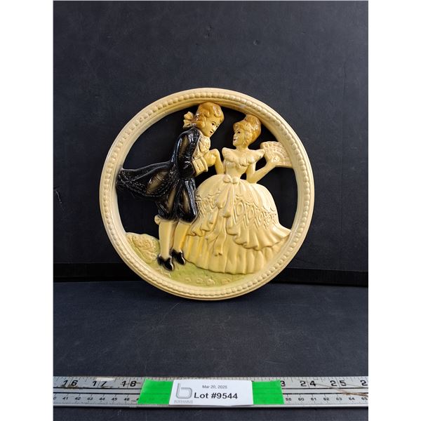 Vintage Devon Ware Hand Painted Victorian Man and Woman Wall Decoration