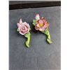 Image 2 : (2) Vintage Japanese Wall Hanging Porcelain Floral Decorations