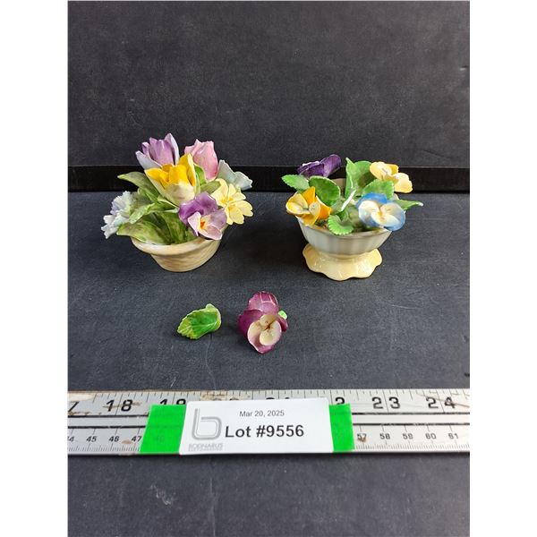 (2) Staffordshire Bone China Floral Decorations