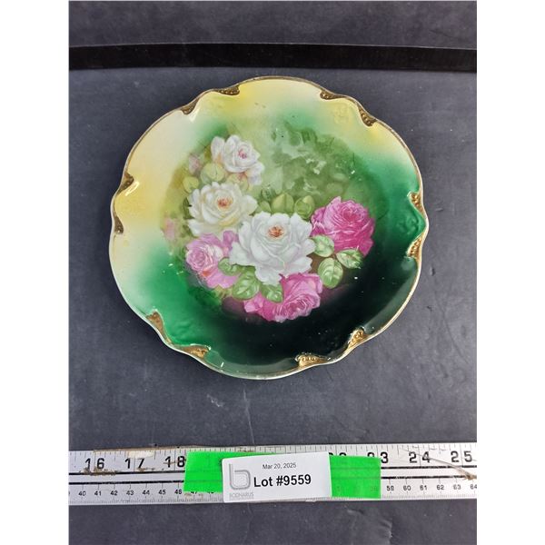 Three Crown German Ceramic Hand Painted Plate