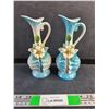 Image 1 : (2) Japanese Blue Porcelain Floral Vases