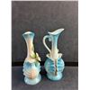 Image 3 : (2) Japanese Blue Porcelain Floral Vases