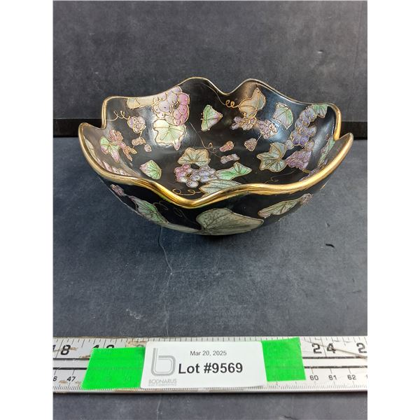 Vintage Hand Painted Gold Rimmed Porcelain Bowl