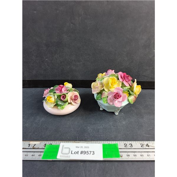 (2) Staffordshire Bone China Floral Decorations