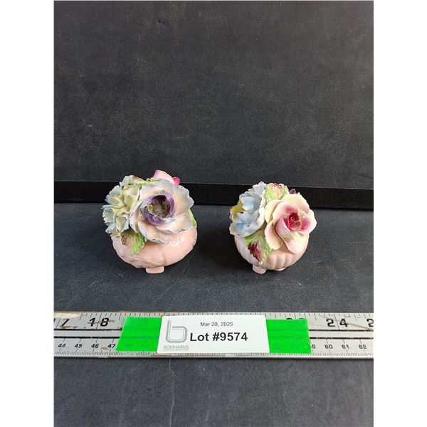 (2) Radnor Bone China Floral Decorations