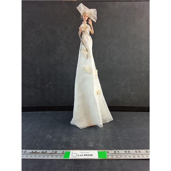 Vintage Porcelain Woman with Cloth Dress Decoration