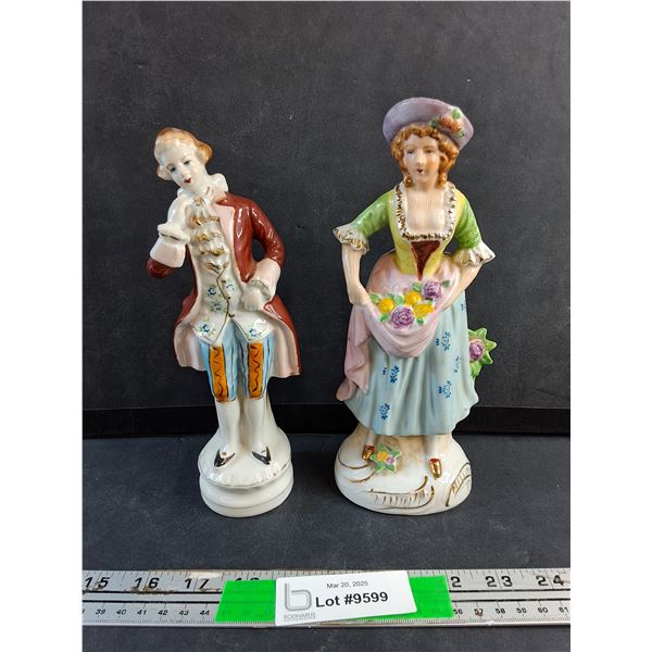 (2) Vintage Porcelain Man and Woman Decorations