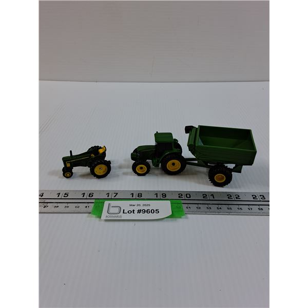 (2) John Deere Die Cast Tractor Models & Grain Cart - 1:64 Model Scale