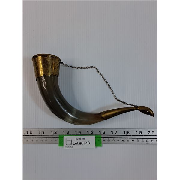 Brass Tipped Horn Decorative - 9" x 5"