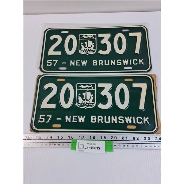 (2) New Brunswick 1957 License Plates