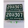 Image 1 : (2) New Brunswick 1957 License Plates