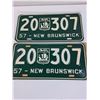 Image 2 : (2) New Brunswick 1957 License Plates