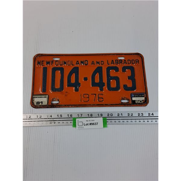 Newfoundland & Labrador 1976 License Plate