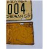 Image 2 : (2) Saskatchewan License Plates: 1933 & 1953