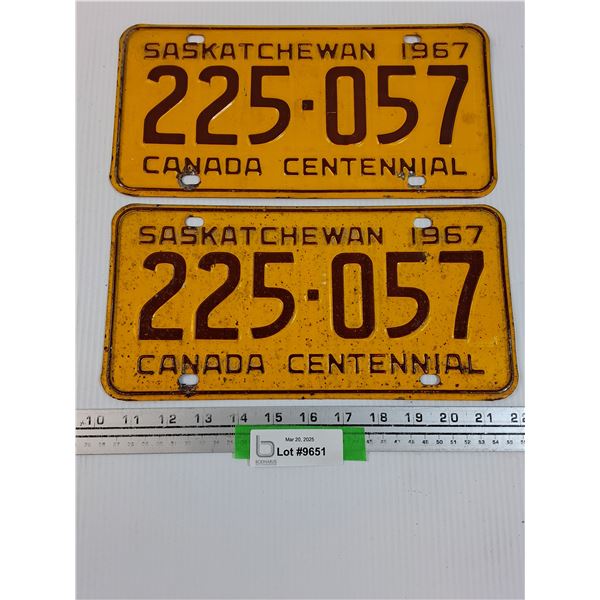 (2) Saskatchewan License Plates - 1967