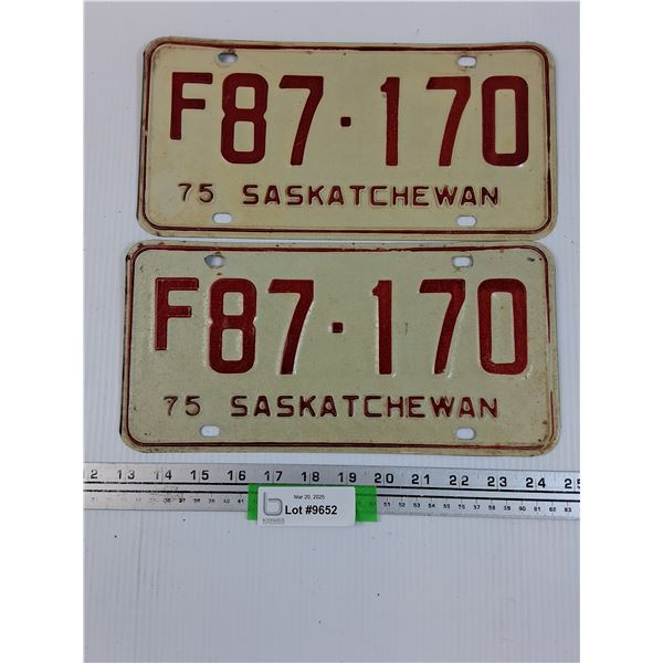 (2) Saskatchewan License Plates - 1975