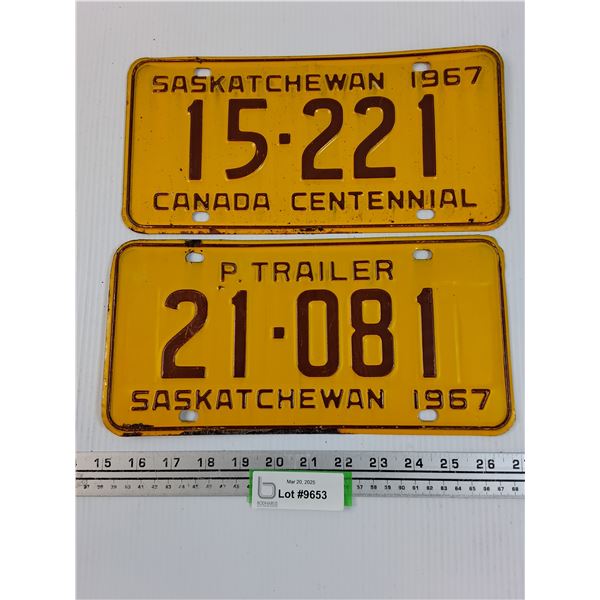 (2) Saskatchewan License Plates - 1967