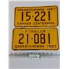 Image 1 : (2) Saskatchewan License Plates - 1967