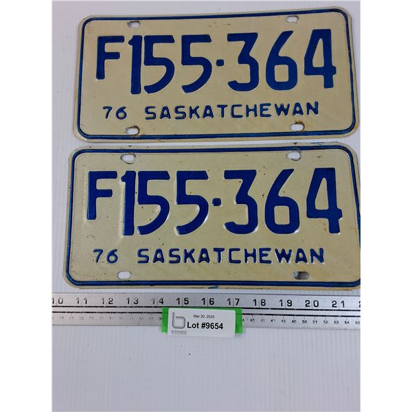(2) Saskatchewan License Plates - 1976