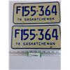 Image 1 : (2) Saskatchewan License Plates - 1976