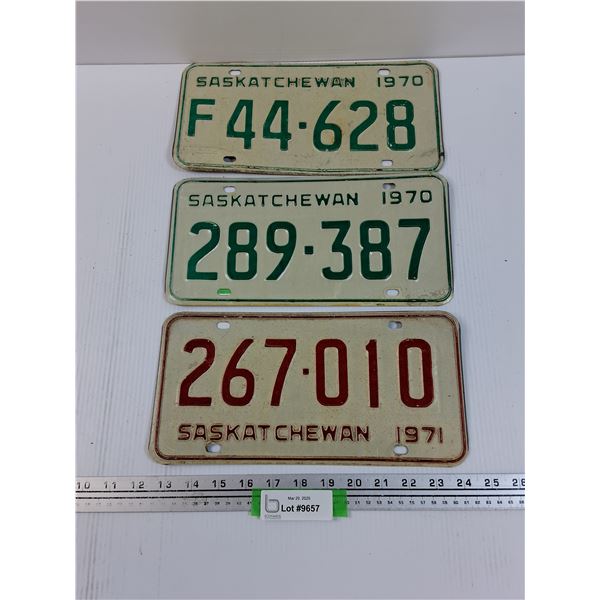 (3) Saskatchewan License Plates - 1970 & 1971