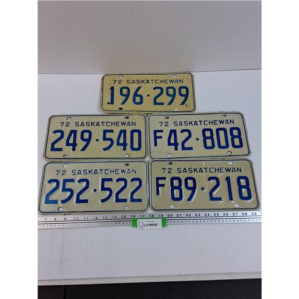(5) SASKATCHEWAN License Plates - 1972