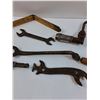 Image 3 : Vintage Tool Lot: Folding Ruler, Hand Drill, Wrenches, Oiler, Tire Socket,  Misc
